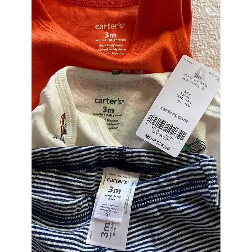 Carter's Baby Boy 3 Month 3-Piece Sailboat Bodysuit & Pants Set